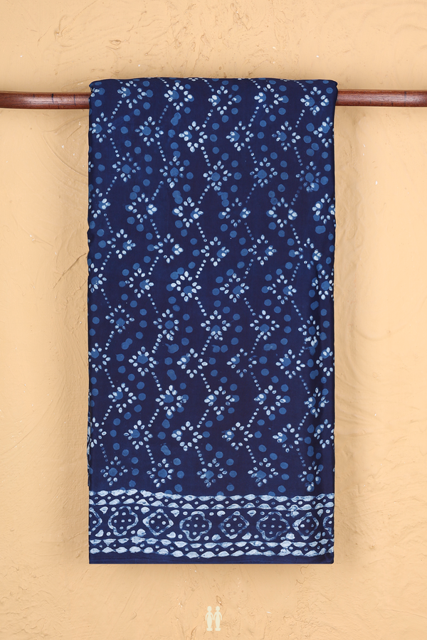Modal Silk Saree In Oxford Blue With Printed Design