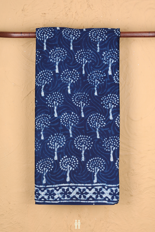 Modal Silk Saree In Oxford Blue With Printed Design