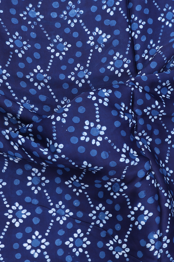 Modal Silk Saree In Oxford Blue With Printed Design