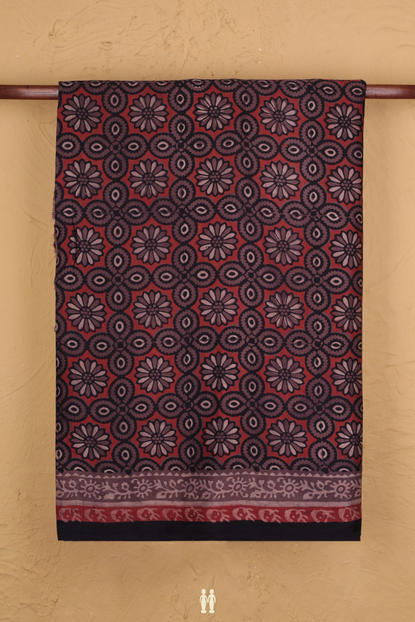Modal Silk Saree In Rust Red With Floral Printed Design