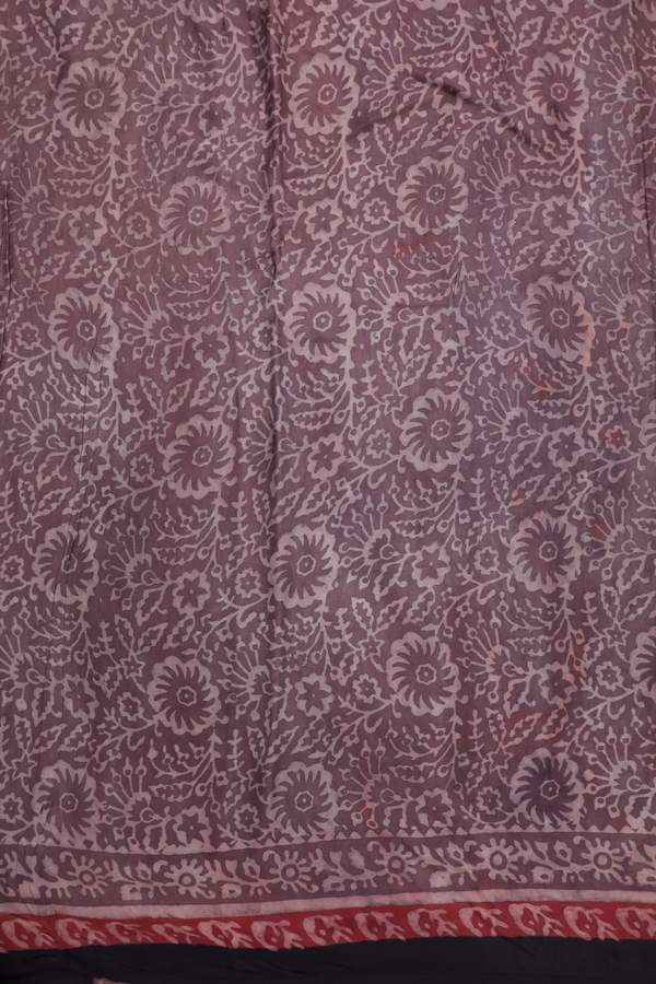 Modal Silk Saree In Rust Red With Floral Printed Design