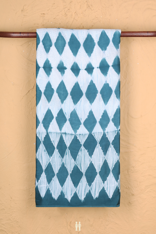 Modal Silk Saree In White With Diamond Design