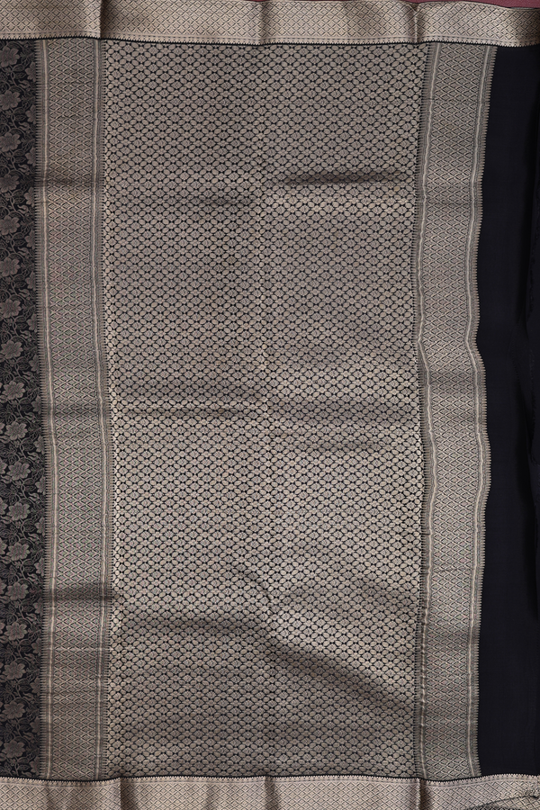 Mysore Silk Saree In Black With Brocade Design