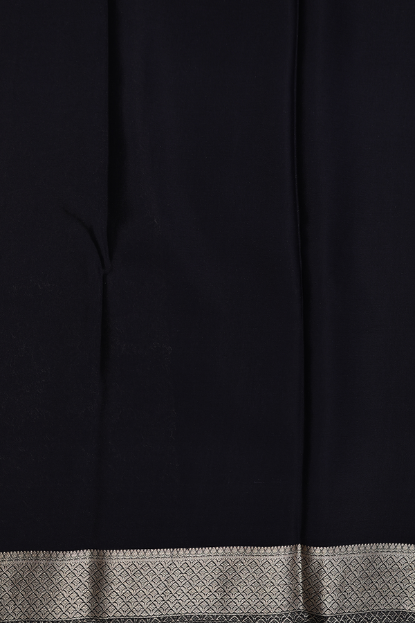 Mysore Silk Saree In Black With Brocade Design