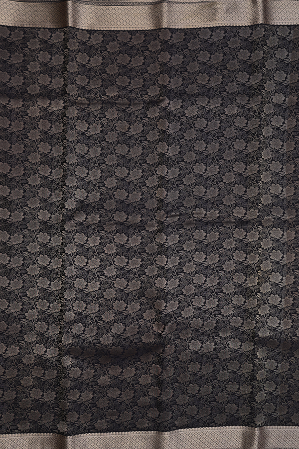 Mysore Silk Saree In Black With Brocade Design