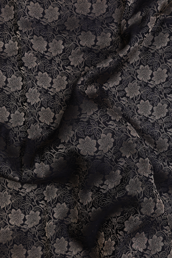 Mysore Silk Saree In Black With Brocade Design