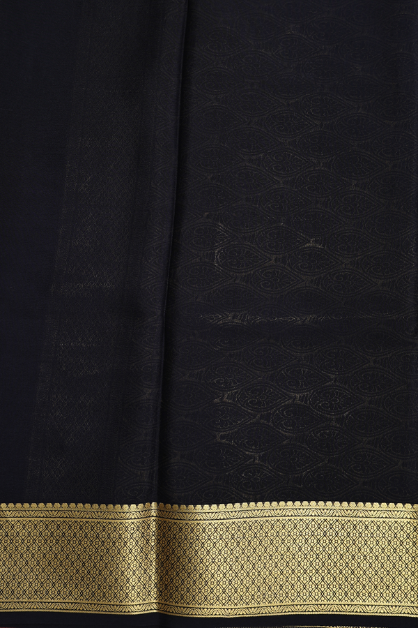 Mysore Silk Saree In Black With Floral Buttas