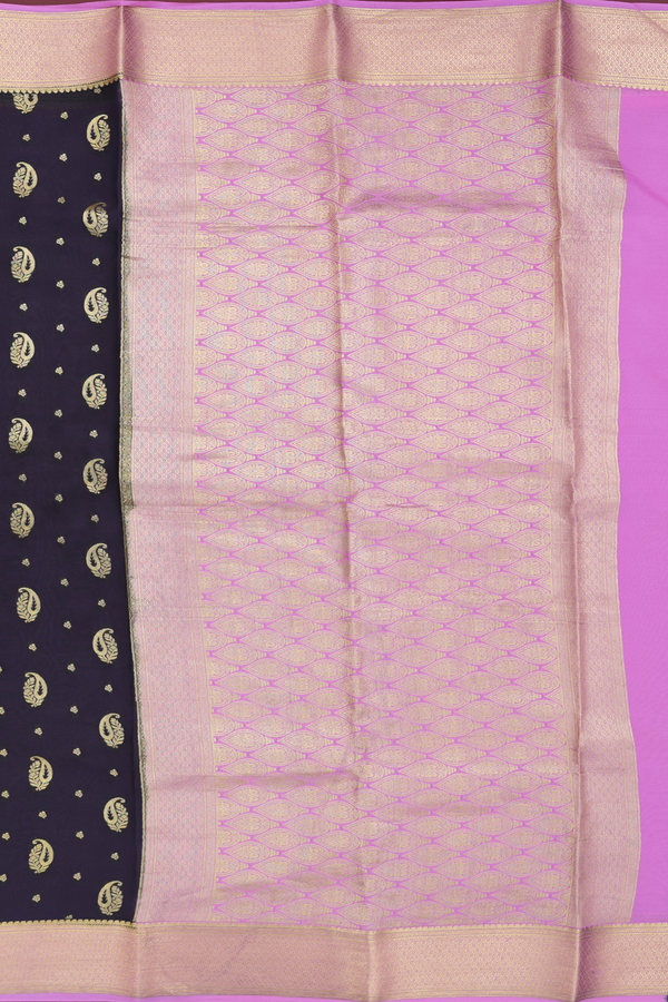 Mysore Silk Saree In Black With Paisley Buttas