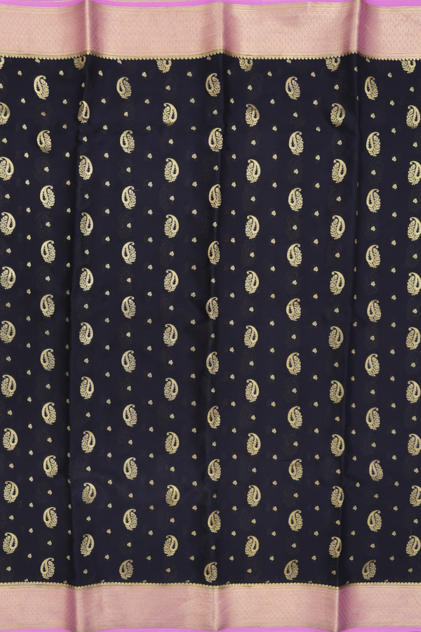 Mysore Silk Saree In Black With Paisley Buttas