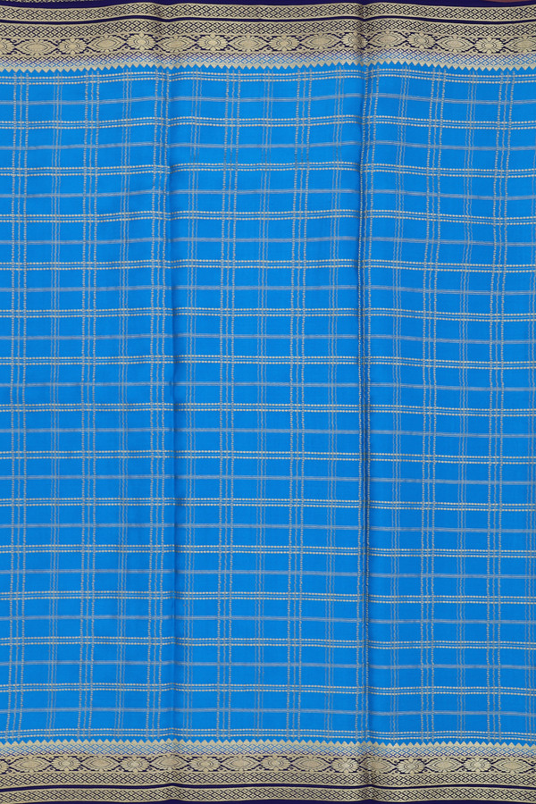 Mysore Silk Saree In Blue With Checks Design