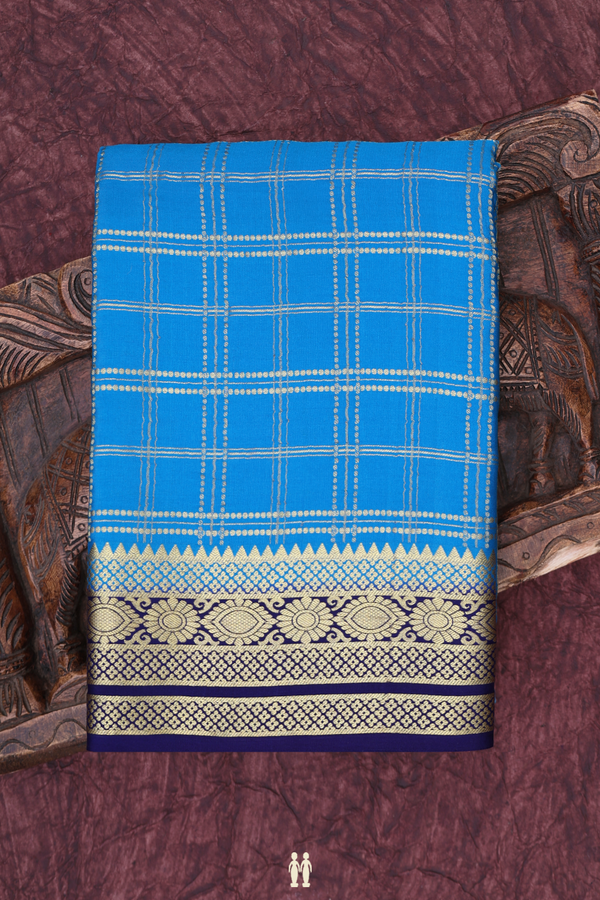 Mysore Silk Saree In Blue With Checks Design