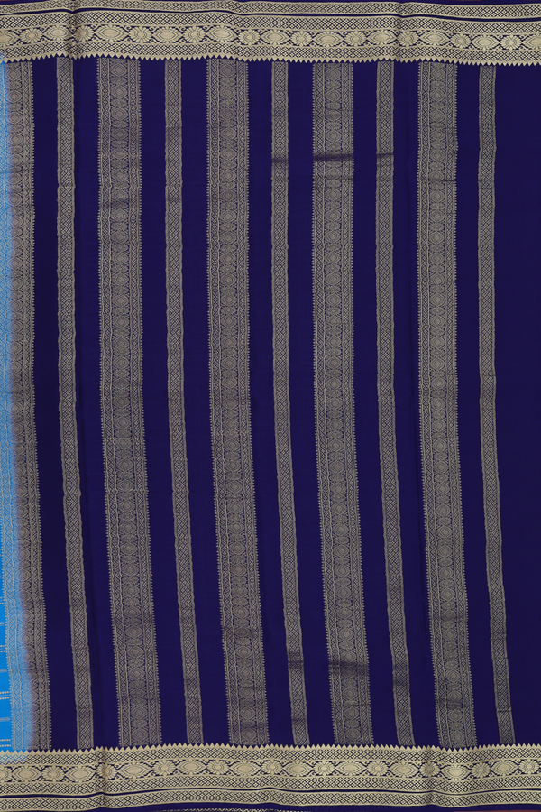 Mysore Silk Saree In Blue With Checks Design