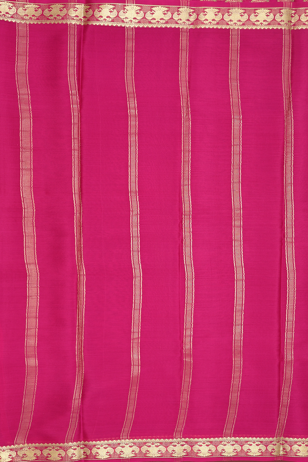 Mysore Silk Saree In Bottle Green With Contrast Border