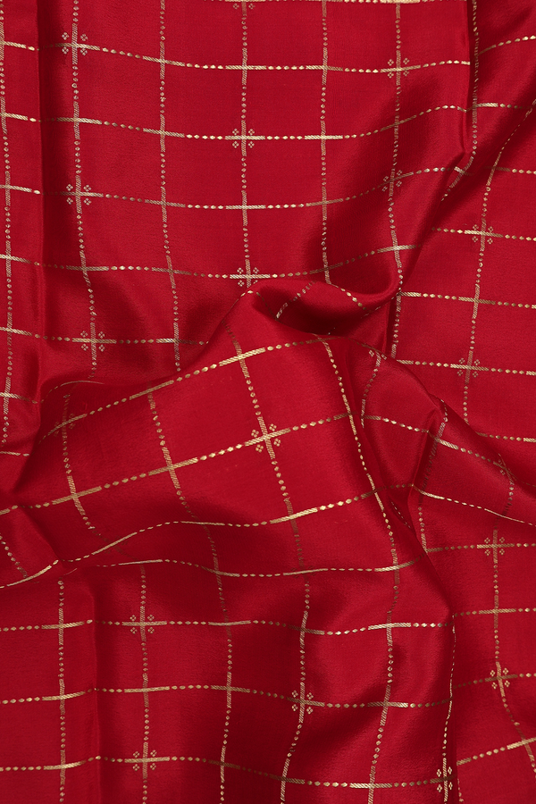 Mysore Silk Saree In Chilli Red With Checks Design