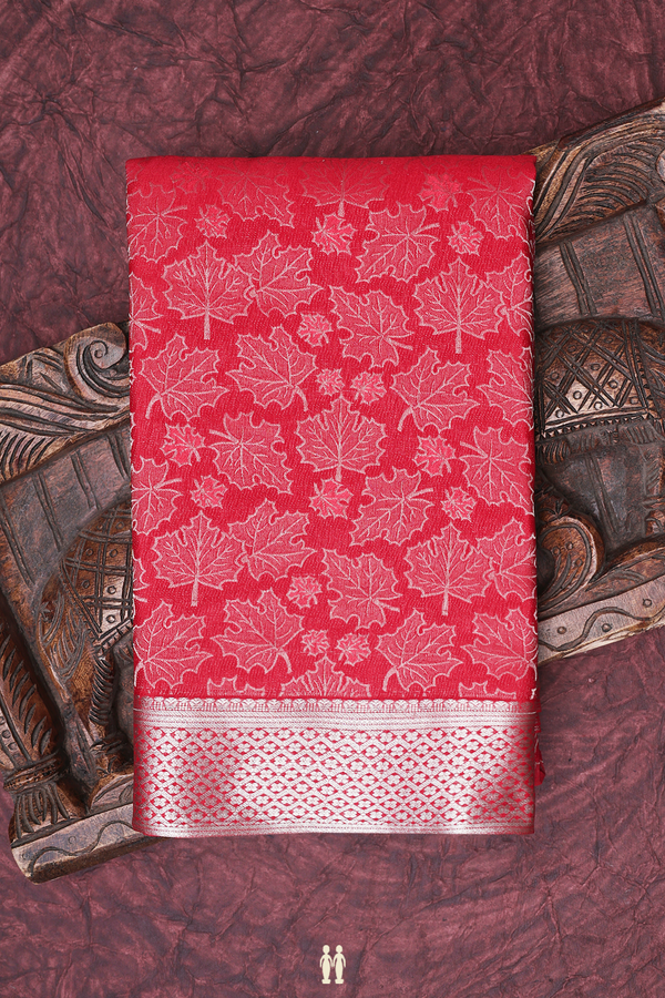 Mysore Silk Saree In Crimson Red With Brocade Design