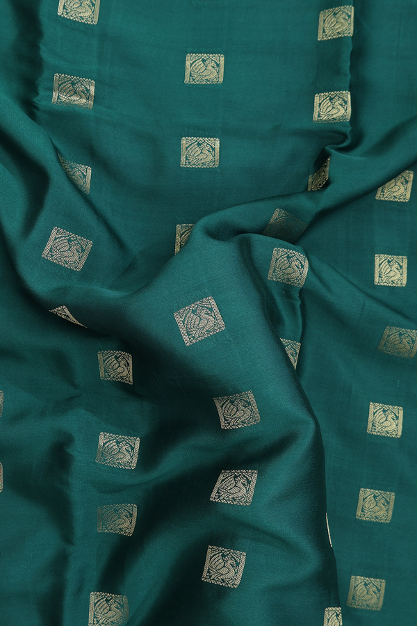 Mysore Silk Saree In Dark Green With Zari Buttas