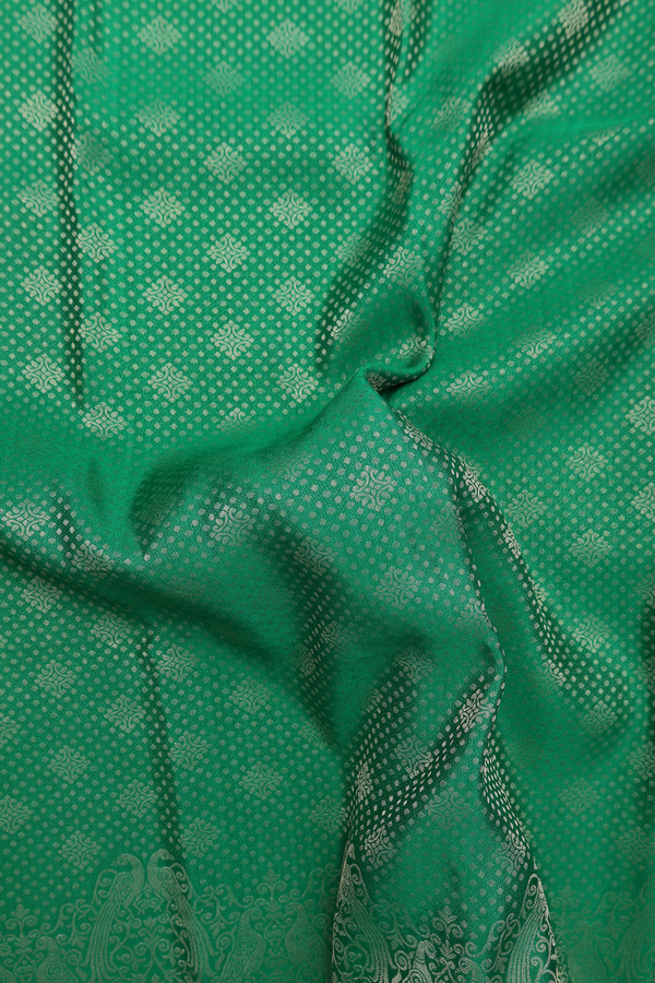 Mysore Silk Saree In Emerald Green With Brocade Design