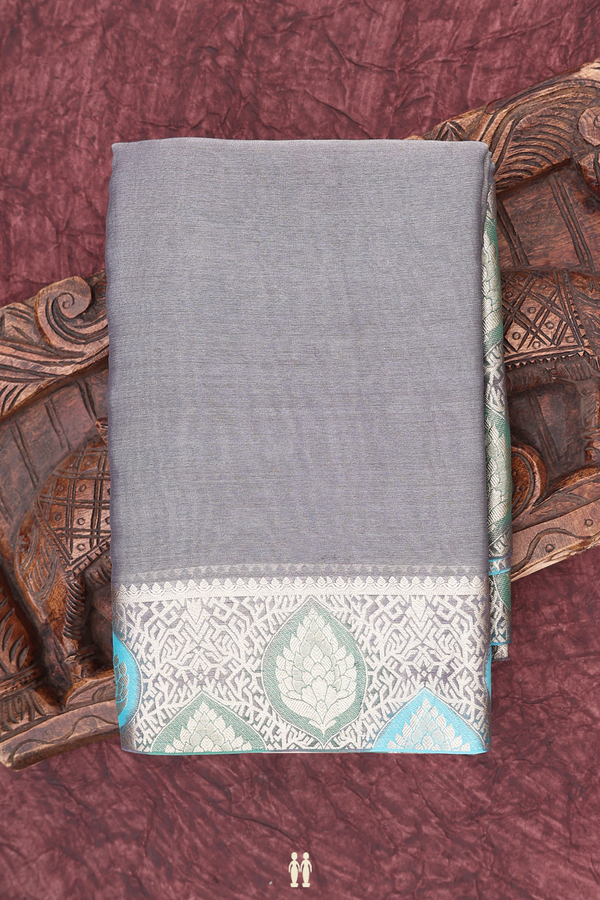 Mysore Silk Saree In Grey With Tissue Design