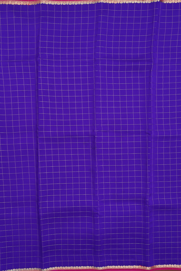 Mysore Silk Saree In Indigo Blue With Checks Design