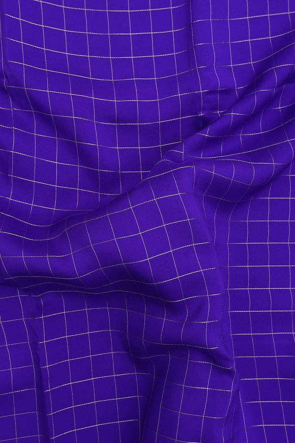 Mysore Silk Saree In Indigo Blue With Checks Design