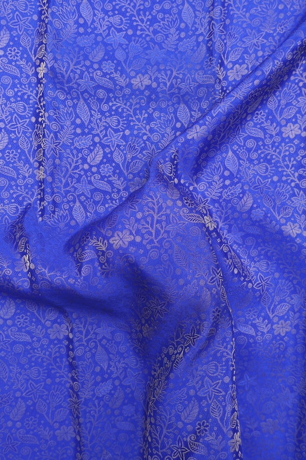 Mysore Silk Saree In Indigo Blue With Floral Design
