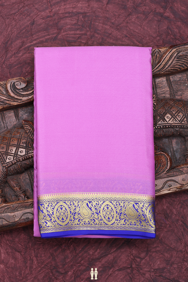 Mysore Silk Saree In Lavender With Contrast Border