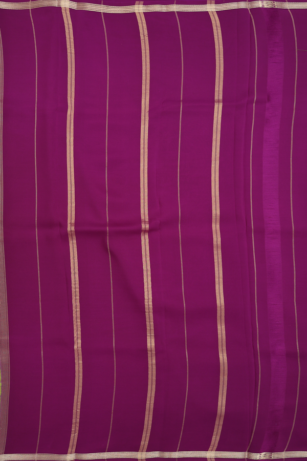 Mysore Silk Saree In Lime Green With Contrast Border