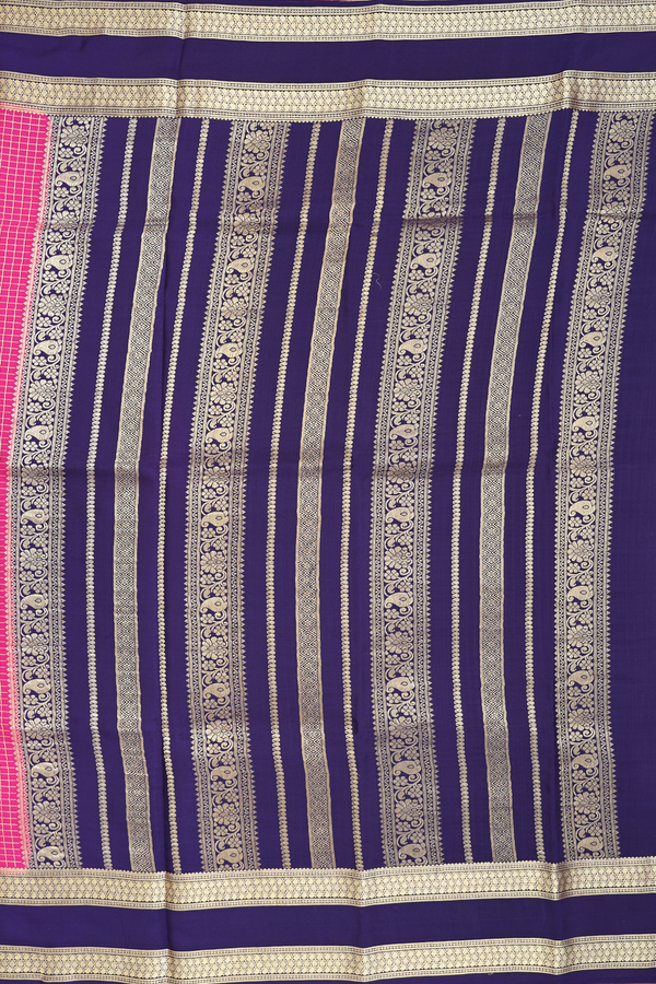 Mysore Silk Saree In Magenta With Checks Design