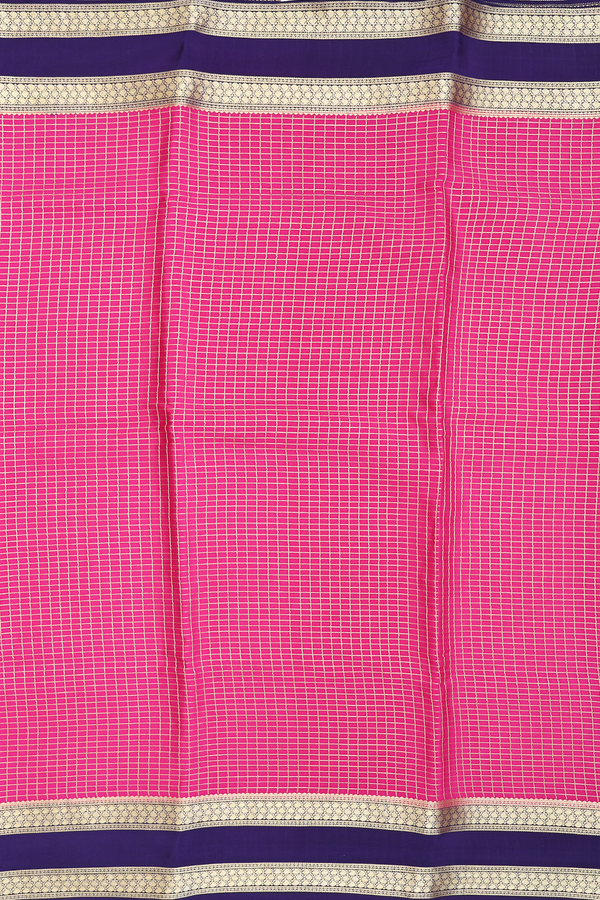 Mysore Silk Saree In Magenta With Checks Design