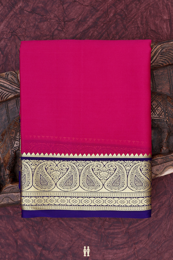 Mysore Silk Saree In Magenta With Paisley Border