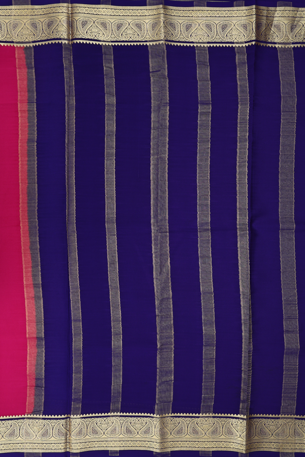 Mysore Silk Saree In Magenta With Paisley Border