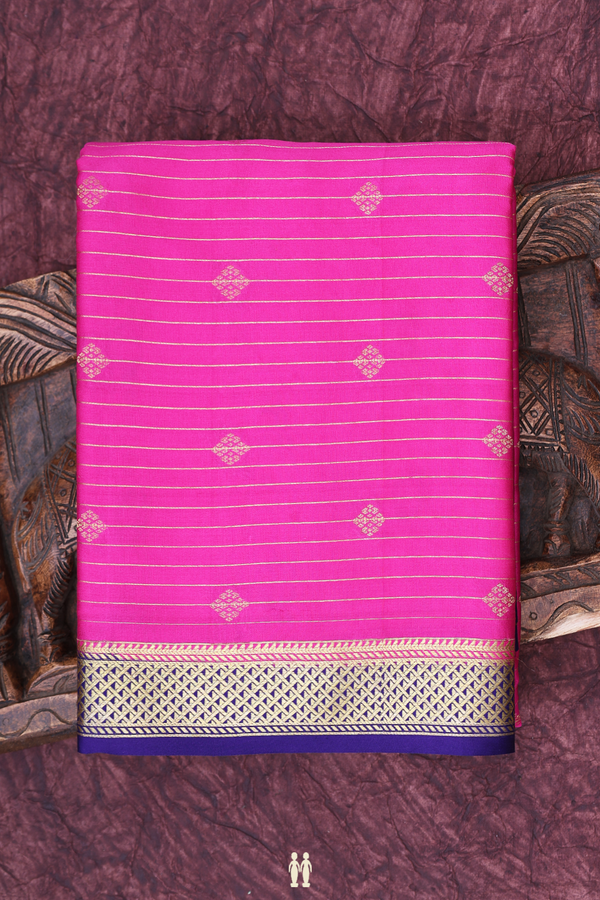 Mysore Silk Saree In Magenta With Stripes Design