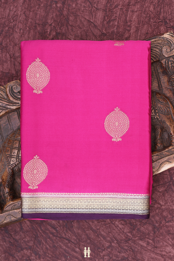 Mysore Silk Saree In Magenta With Zari Motifs