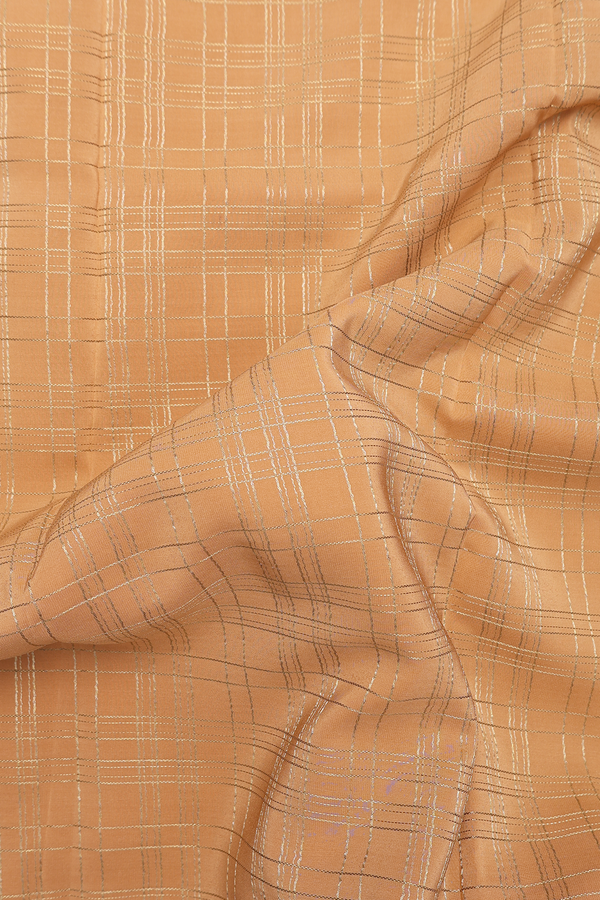 Mysore Silk Saree In Mustard Brown With Checks Design