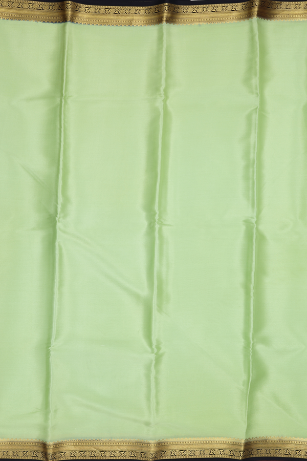 Mysore Silk Saree In Pale Green With Contrast Border