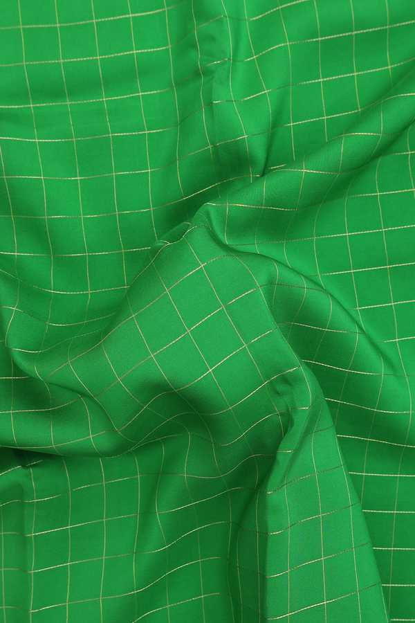 Mysore Silk Saree In Parrot Green With Checks Design