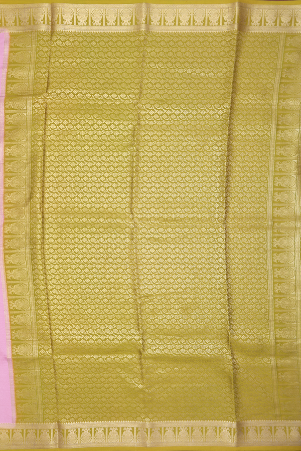 Mysore Silk Saree In Pastel Pink With Contrast Border