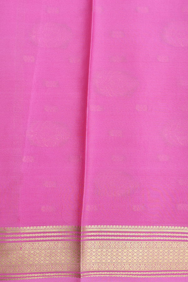 Mysore Silk Saree In Pink With Floral Buttis
