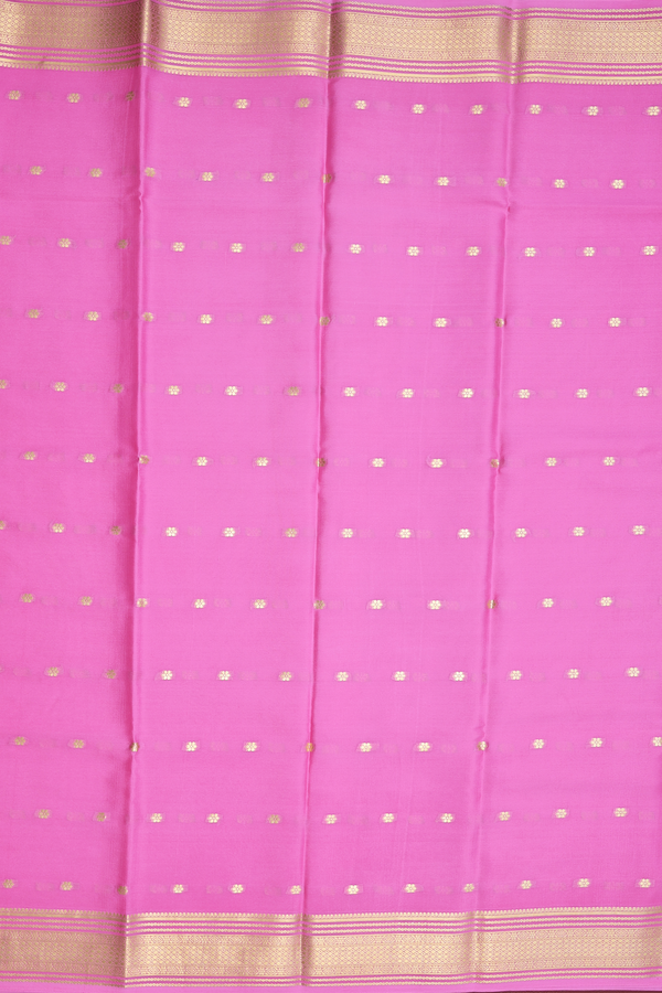 Mysore Silk Saree In Pink With Floral Buttis
