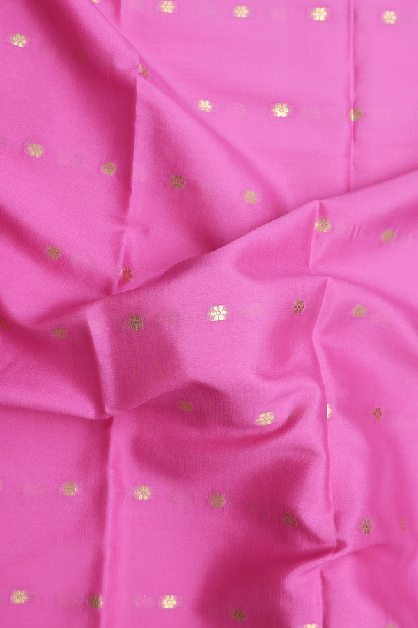 Mysore Silk Saree In Pink With Floral Buttis