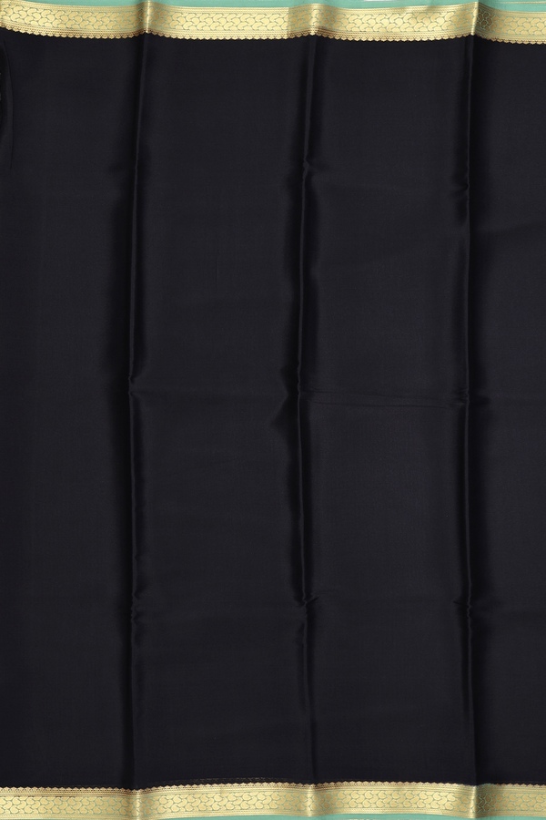 Mysore Silk Saree In Plain Black With Contrast Border