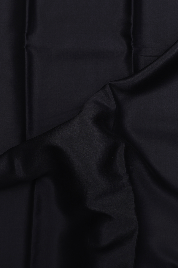 Mysore Silk Saree In Plain Black With Contrast Border