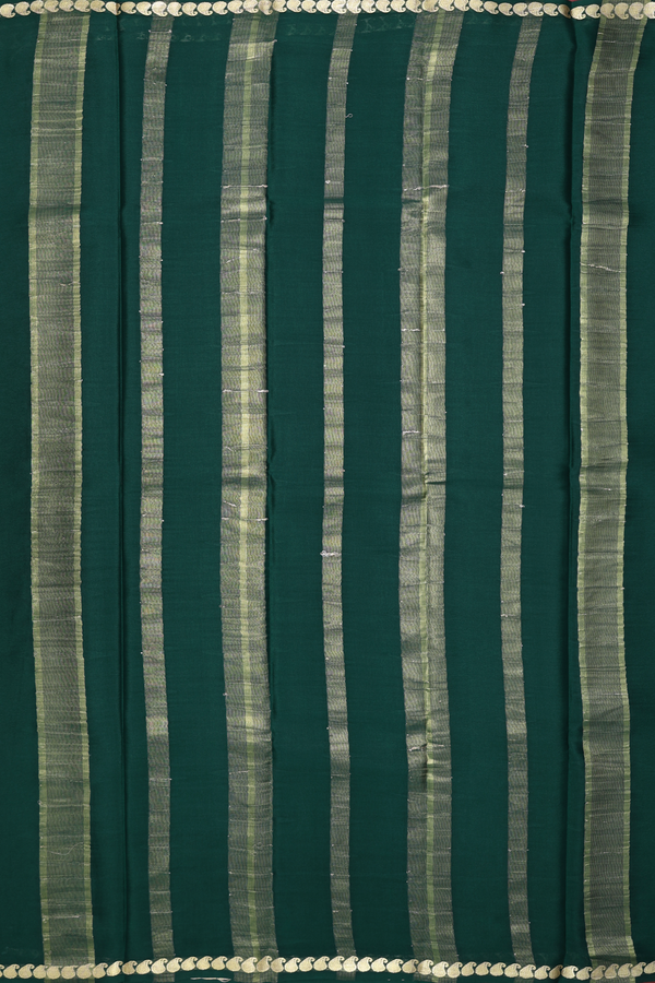 Mysore Silk Saree In Plain Dark Green With Paisley Border