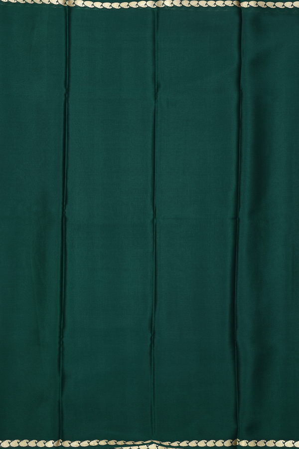Mysore Silk Saree In Plain Dark Green With Paisley Border
