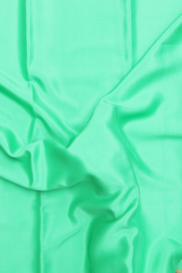 Mysore Silk Saree In Plain Green With Contrast Border