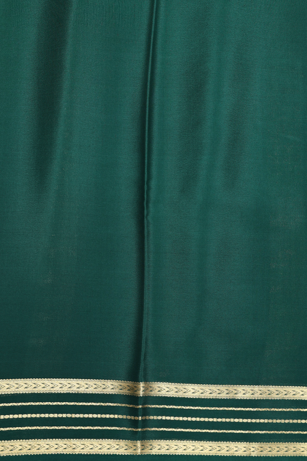 Mysore Silk Saree In Plain Green With Contrast Border