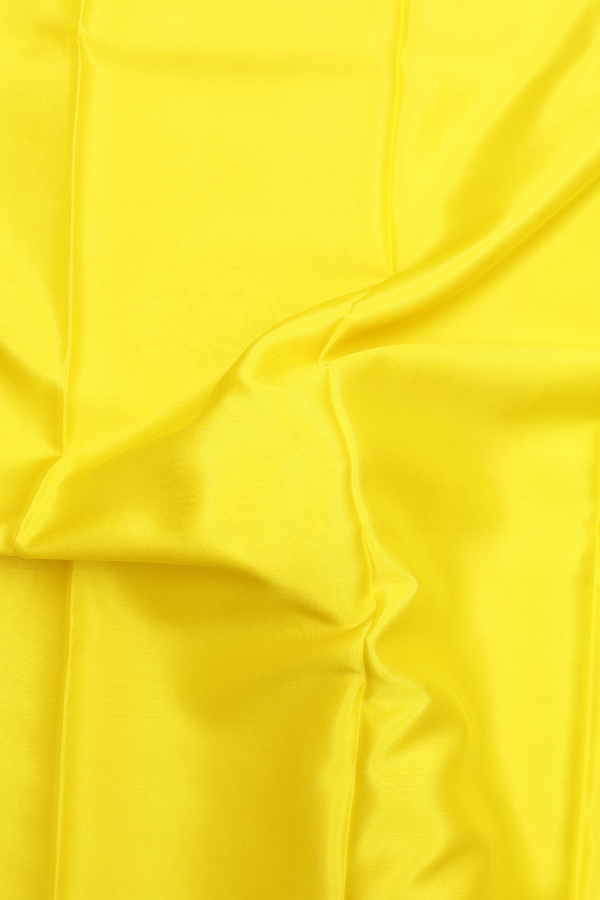 Mysore Silk Saree In Plain Lemon Yellow With Paisley Border