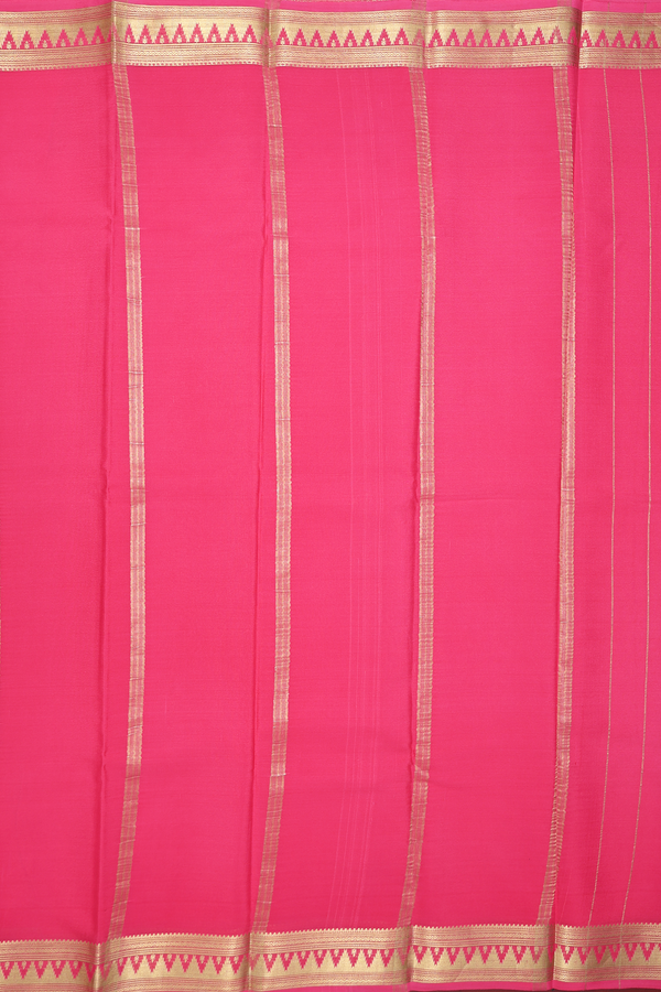 Mysore Silk Saree In Plain Pink With Zari Border