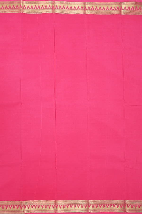 Mysore Silk Saree In Plain Pink With Zari Border
