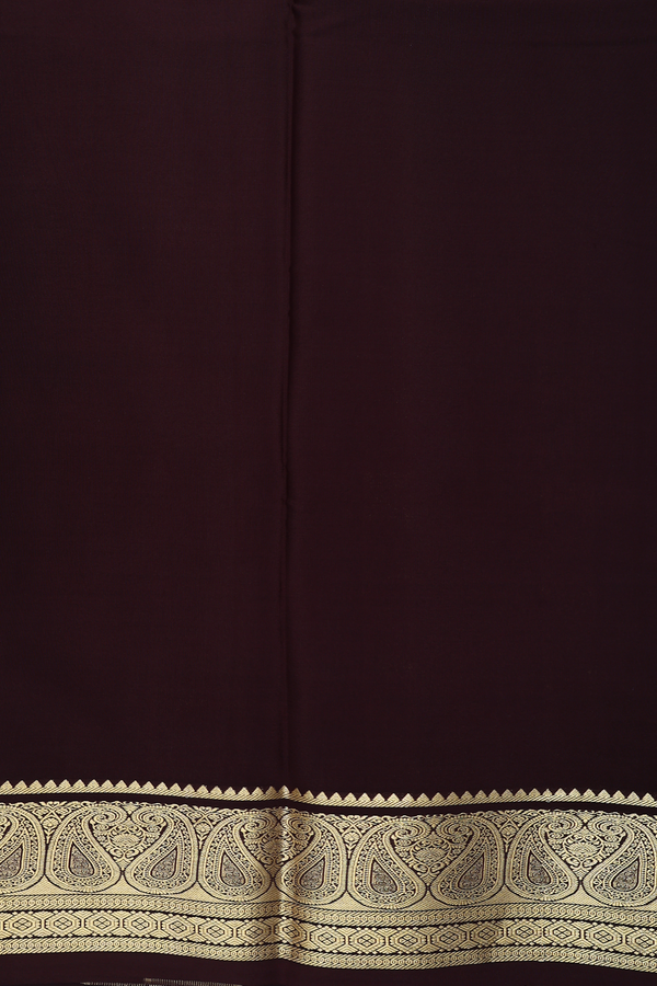 Mysore Silk Saree In Plain Rust Orange With Paisley Border